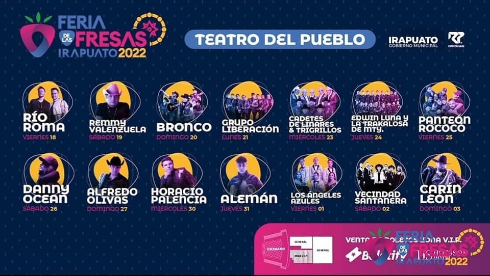 Cartel Teatro del Pueblo Feria de las Fresas Irapuato 2022