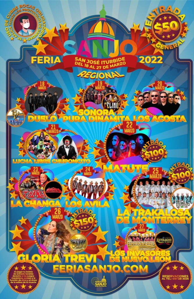 Feria Regional San José Iturbide 2022. Fecha de inicio y cartel completo